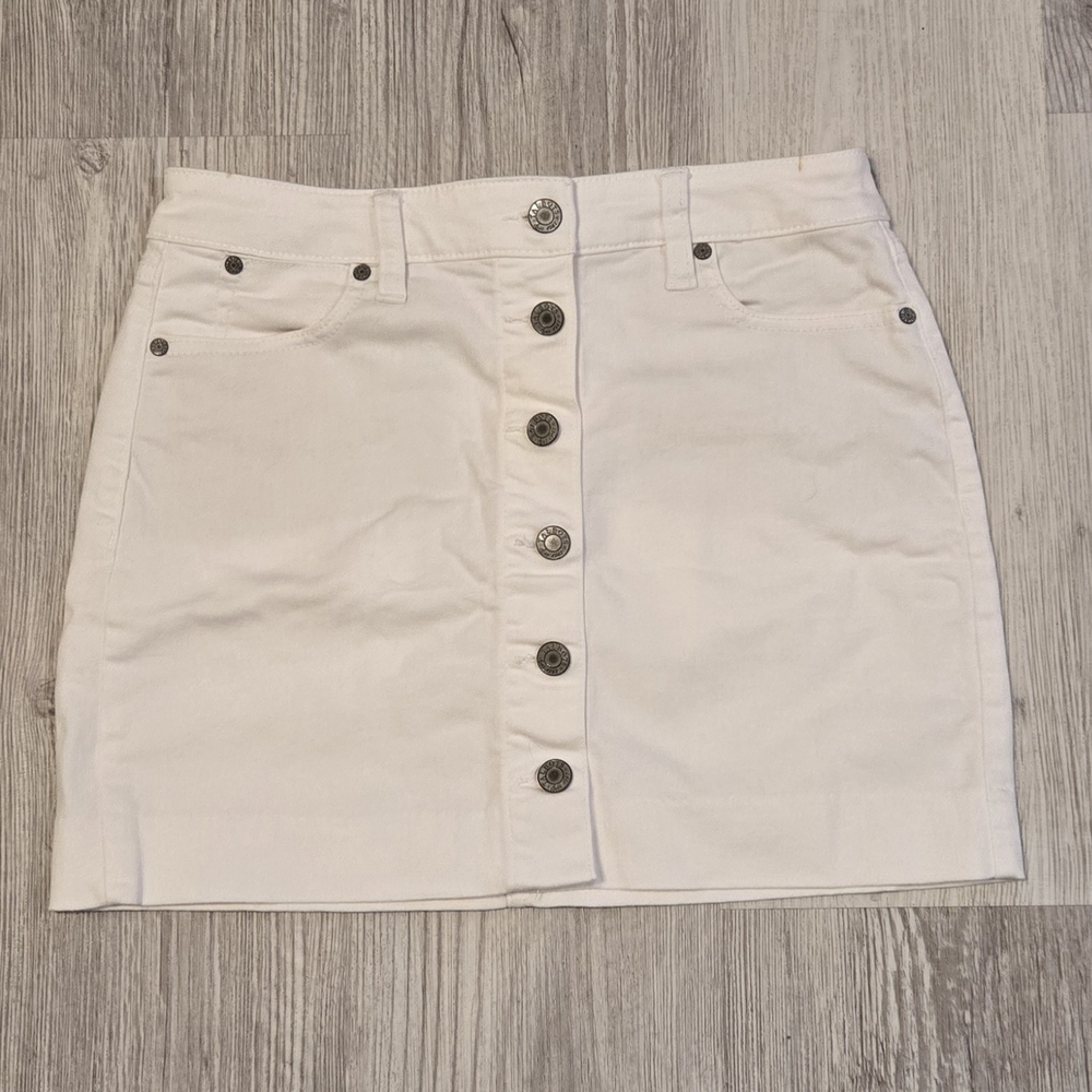 Talbots White Button-Front Pencil Skirt